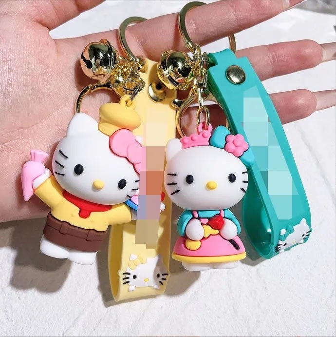 Cute doll cake pink cat doll machine gift pendant cartoon keychain 2024