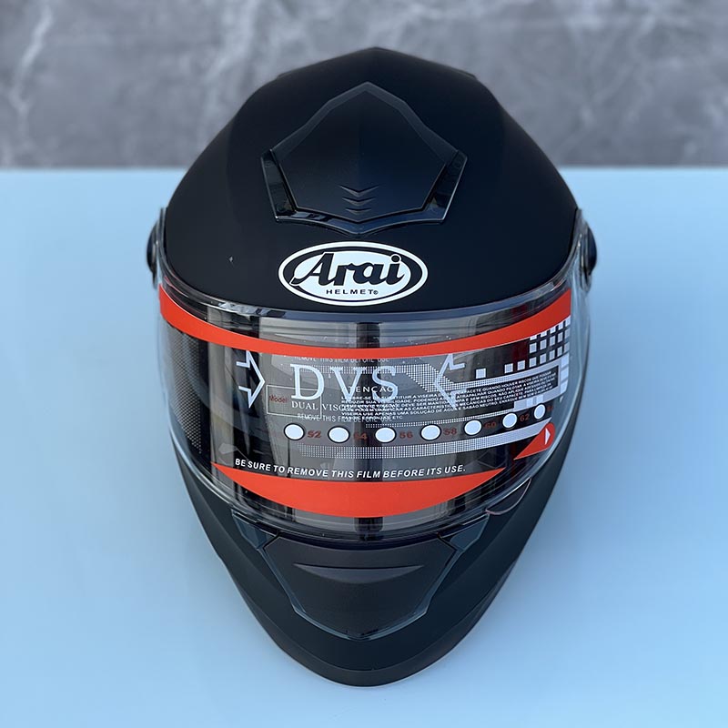 Ara I Mat Siyah Dual Visors Tam Yüz Kask Kapalı Yol Yarışı Motokros Motosiklet Kask