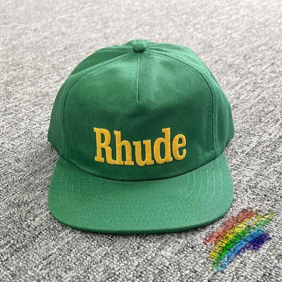 Green Embroidery RHUDE Cap Men Women Vintage Rhude Cap Sun Screen Canvas Baseball Hat189l