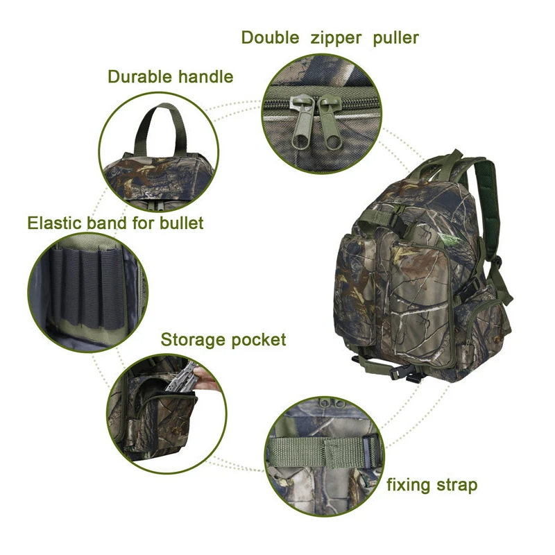 Bags Tactical Daypack Hunting Backpack with Rifle Holder Camouflage Rain Cover Large Capacity Bow and Rifle Carry System Hunting Bag