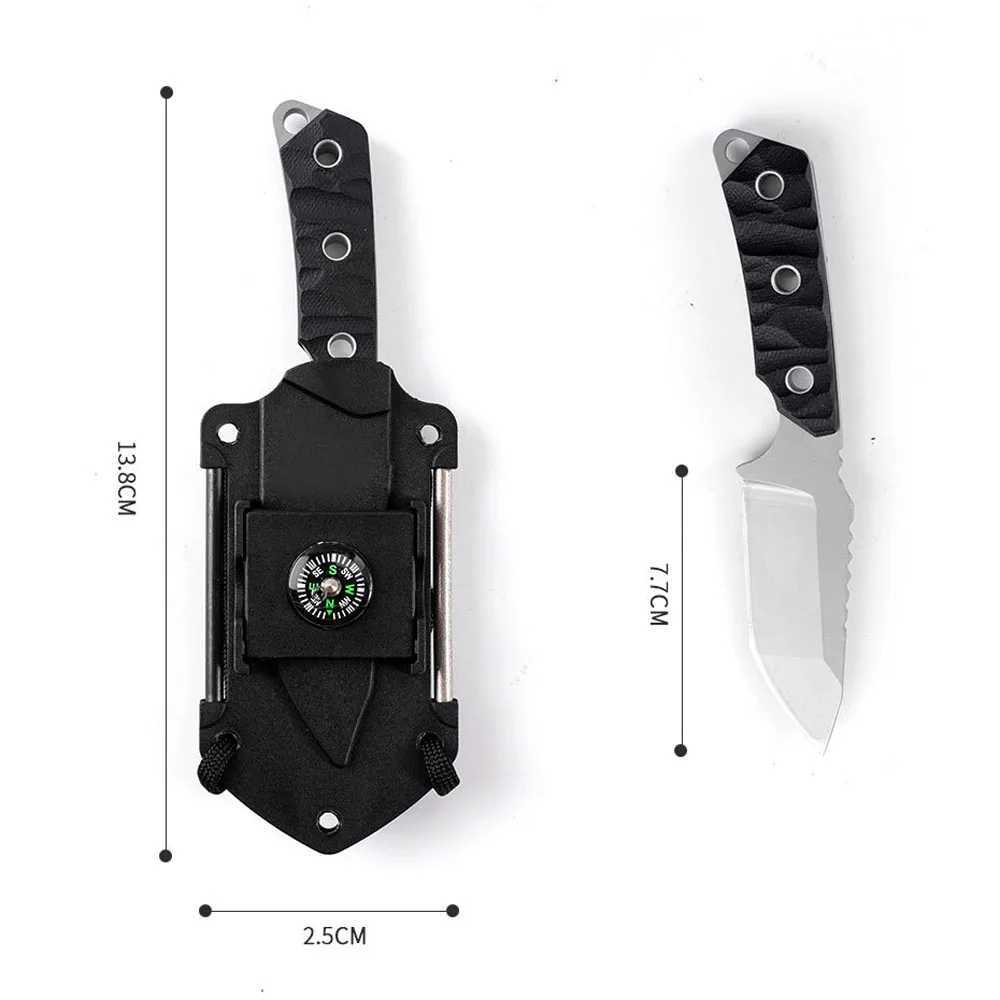 Camping Hunting Knives Mini Military Tactical Knife for Men Outdoor Bushcraft Survival Self-Defense Knife With Shield And Leash Combat Knives 240315