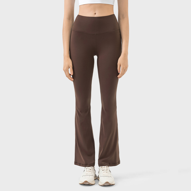 Lu Yoga Women's Eibseiszized Wide-Pantsフレアパンツハイウエストヒップリフティングカジュアルなカジュアルな100個のヌードストレッチフィットネスパンツゆるいマイクロフレアパンツ