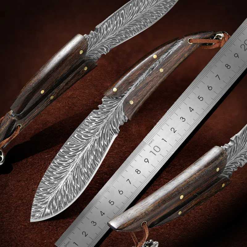 Camping Hunting Knives Dropshipping Damascus Steel Blade Solid Cereal Survival Knife For Outdoor Handheld Barbecue Tools 240315