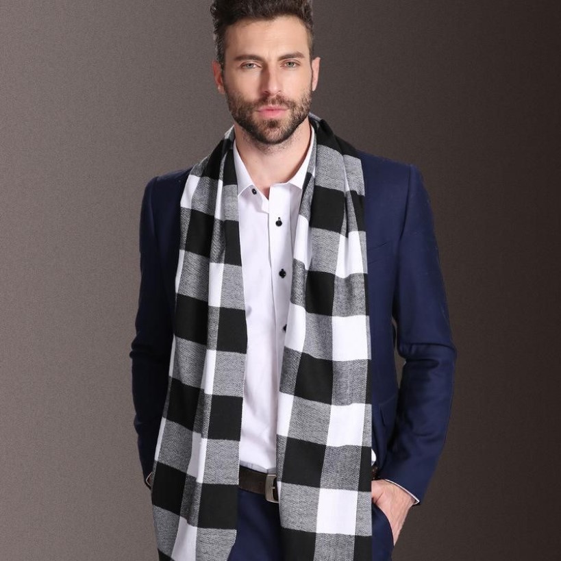 Szaliki przepraszam 2021 Europa moda szalik mężczyźni zimowi ciepły szalik tartan biznes Sjaal kratowy bawełniany okłady bufanda faulard1311c