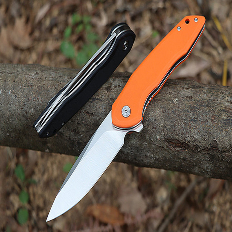 High Quality M7724 Flipper Knife 440C Satin Drop Point Blade G10 with Steel Sheet Handle Ball Bearing Outdoor Camping Hiking Fishing EDC Pocket Knives