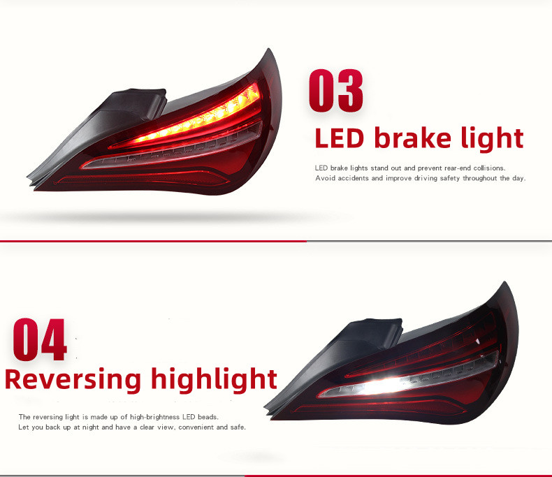 Bak bakre bakljus för Benz CLA 2013-20 19 W117 TAILLIGHT MONTERING UPGRADE High-End LED Light Guide Farterfly Tights Lights