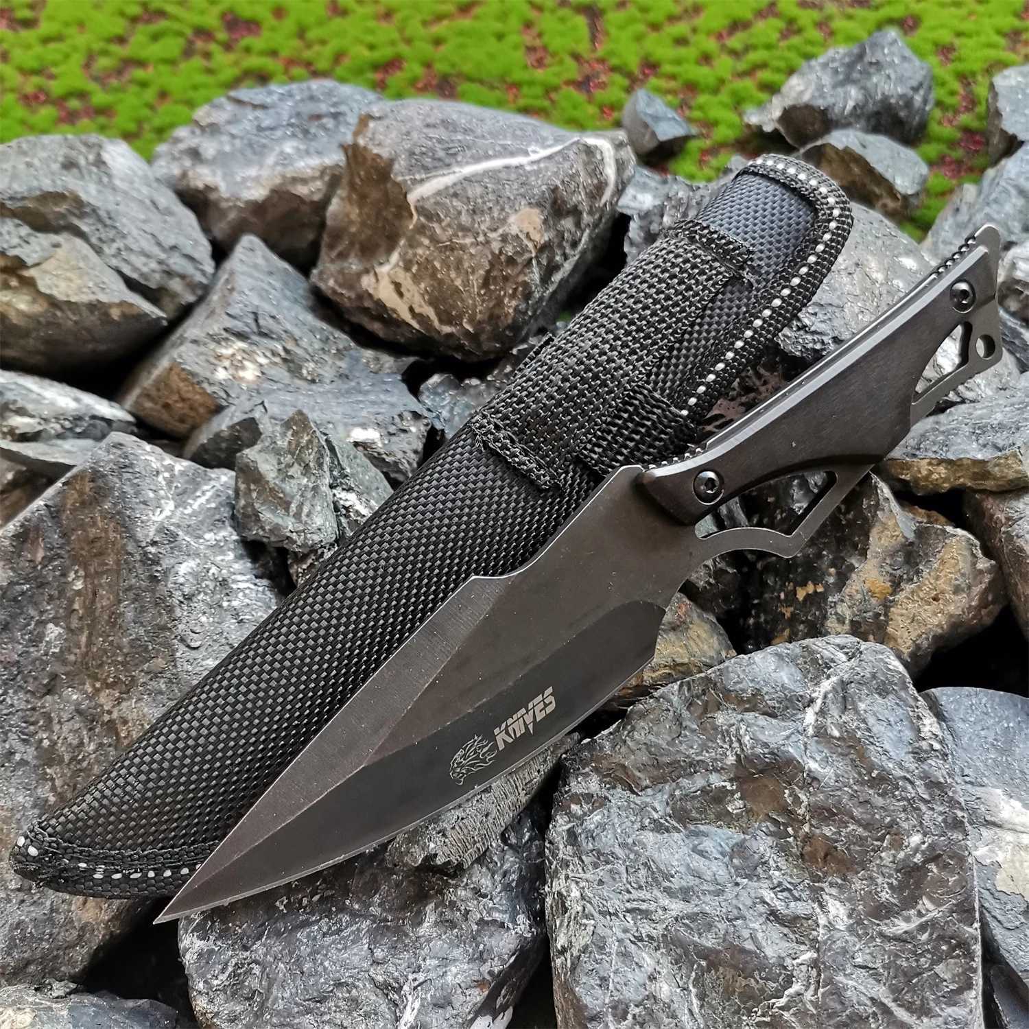 Coltelli da caccia da campeggio fissi 8CR18MOV Coltello tattico Lama da campeggio Sopravvivenza Portatile EDC Sicurezza Taglierina esterna Strumenti da pesca picnic 240315