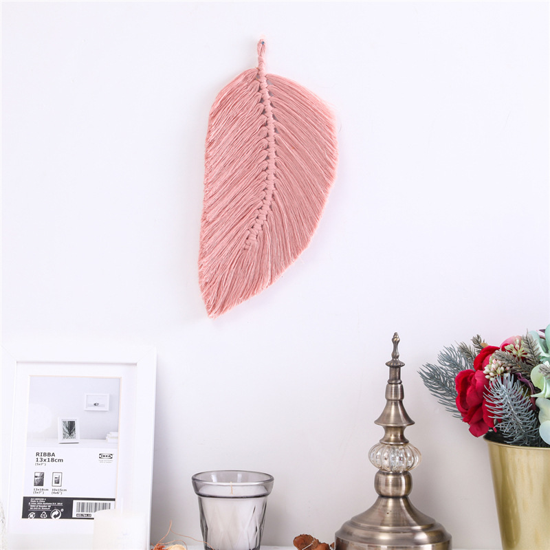 INS Nordic Room Hanging Leaves Handwoven Cotton Thread Tapestry Wall Carpet