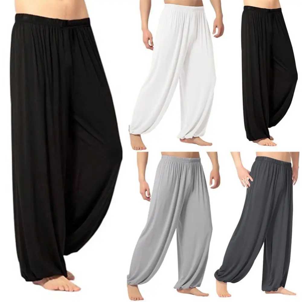 Yoga outfit Yoga outfit Mens Harem Pants Solid Color Yoga Pants Gymnastics Morning Pants Tai Chi Casual Wide Leg Pants Long Harem Pants Mens byxor 240312