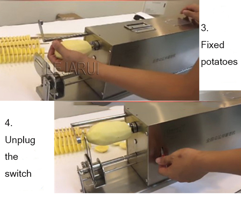 Elektrisk stretch spiralpotatisskärare automatisk tornadotatpotatis vegetabilisk morot skiva twister maskin