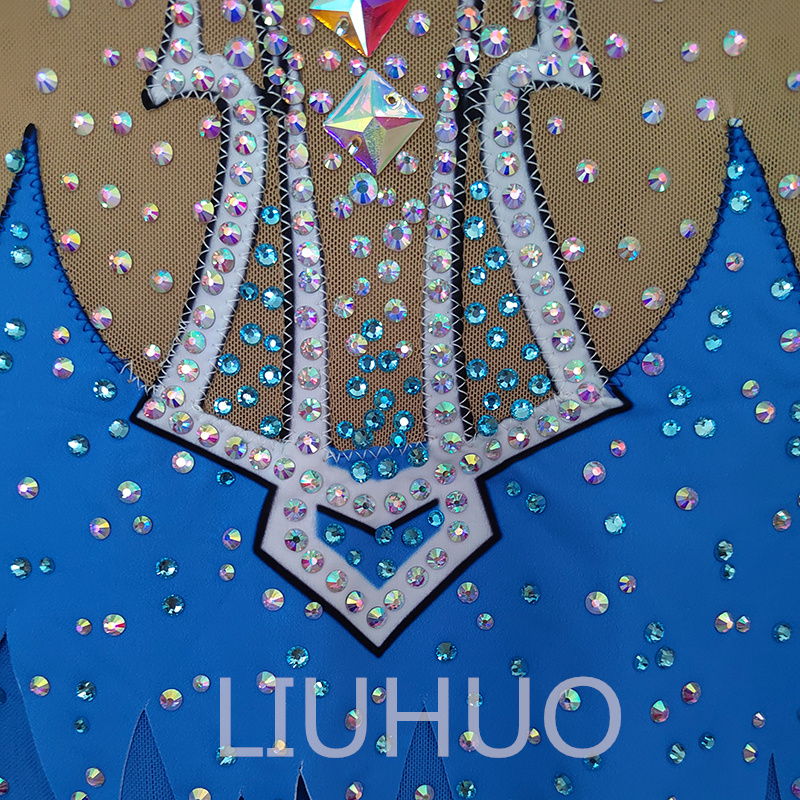 Liuhuo dostosuj kolory rytmiczny gimnastyka Templanika Dziewczyny Kobiety Konkurs Artystyka Gymnastics Performance Crystals Blue Bd33