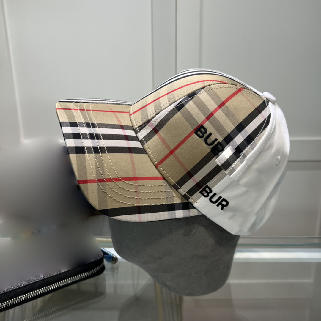 Designer hat solid color plaid patchwork pure cotton baseball cap letter embroidery minimalist casquette sun protection trucker hats