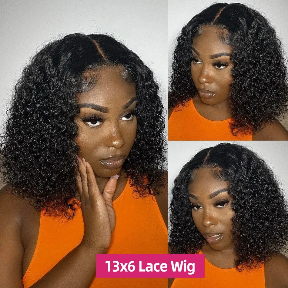 Deep Wave Curly Bob 13x6 HD Lace Front Wig Human Hair 13x4 Lace Front for Black Women 5X5 Glueless Lace Closure Wigs