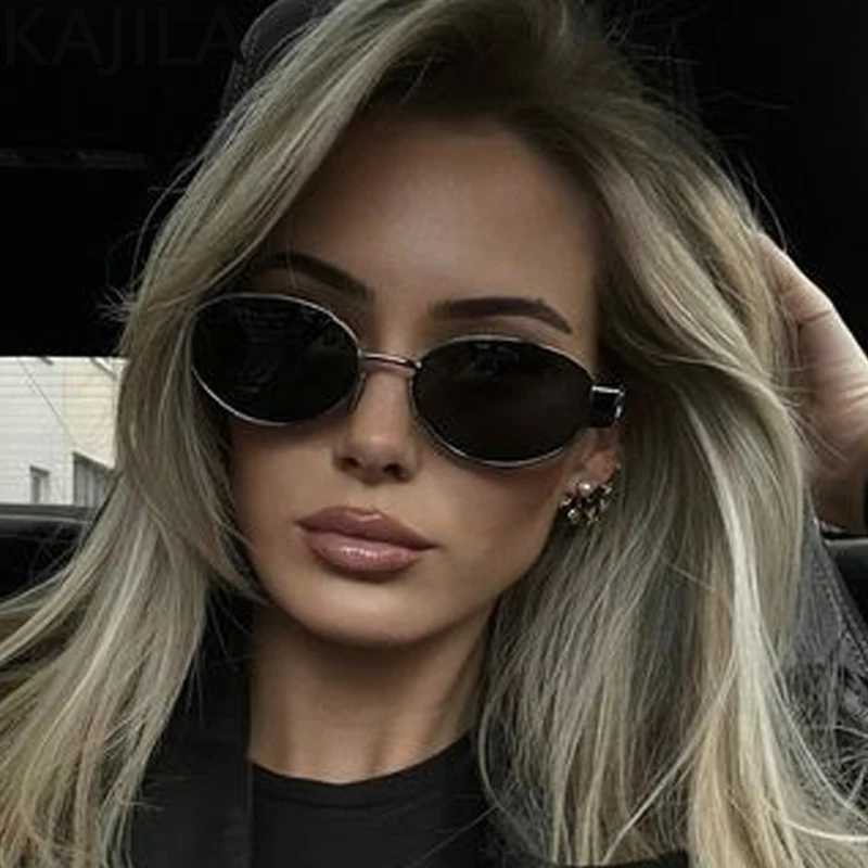 Oval Punk Sonnenbrille Frauen 2024 Luxus Marke Metall Rahmen Sonnenbrille Für Männer Klassische Vintage Steampunk Brillen Shades UV400 ldd240313