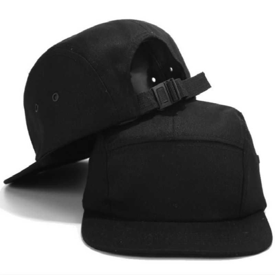 Casual 5 panelu czarny solidny płaski brzeg brzegowy Regulowany pusty hip hop nasadka pięć panelowych kość snapback kość zakrzywiona sunhat Q070290n