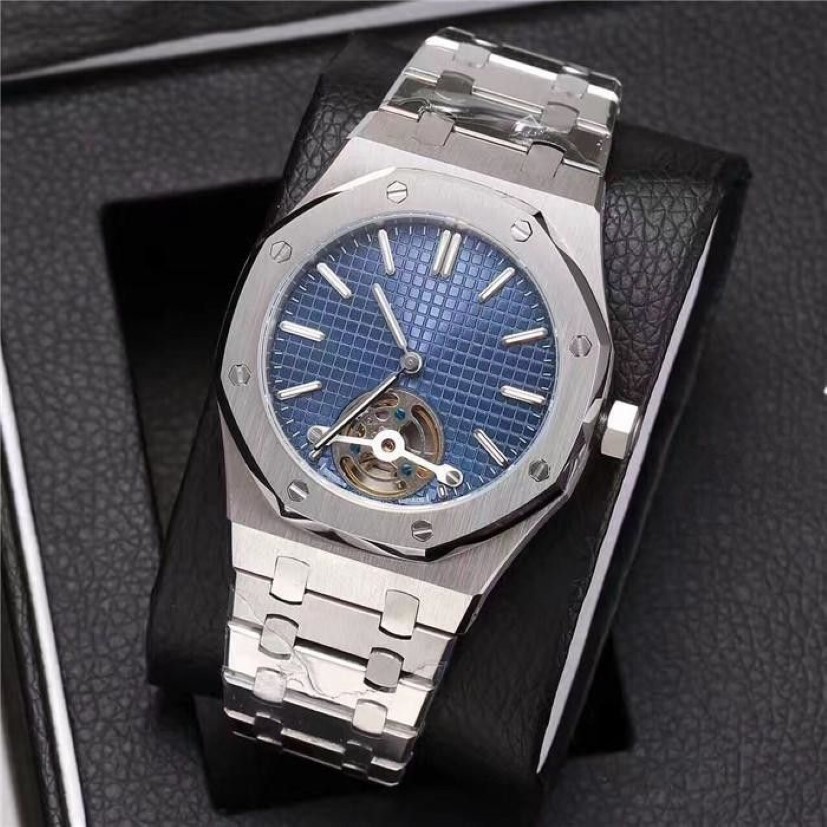 stile di vendita impermeabile volano in argento orologi da uomo 2 puntatori orologio meccanico automatico da polsowatches234B