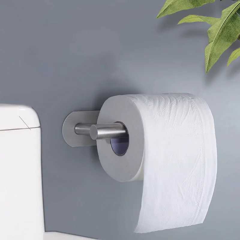 Toalettpappershållare rostfritt stål pappershanddukshållare arrangör rack självhäftande vägg toalett rullarhållare vävnad vävnad badrum arrangör 240313