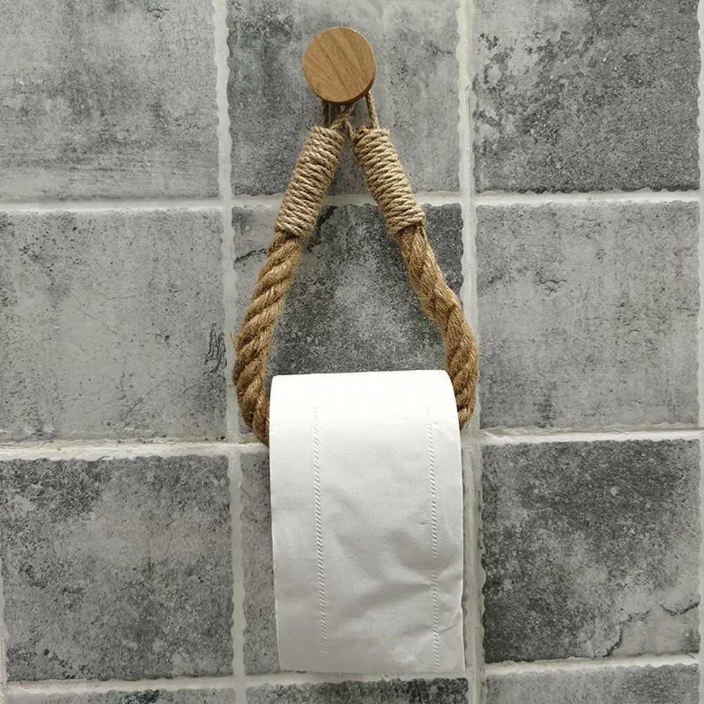 Toilet Paper Holders Vintage Towel Hanging Rope Toilet Paper Holder Home Hotel Bathroom Decoration Storage Rack Suction Cup Wall Mounted Movable 240313