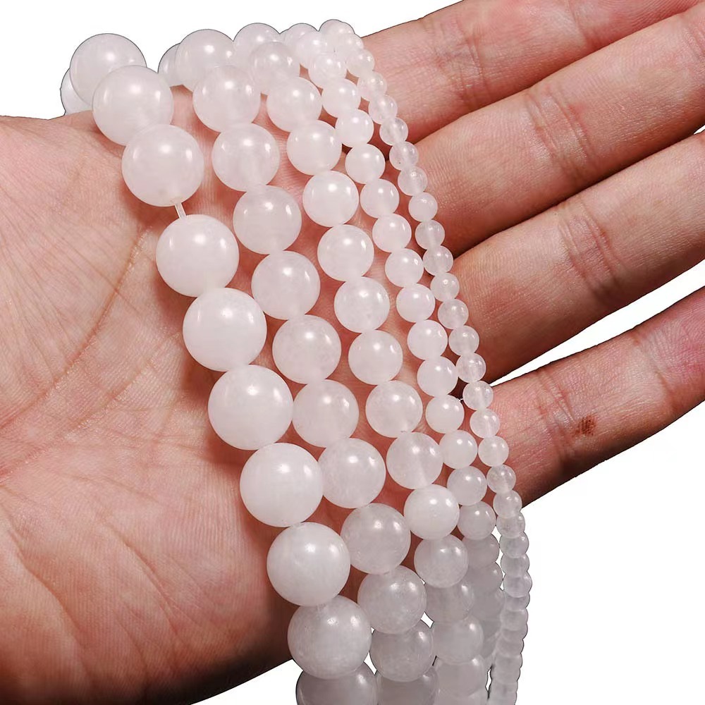 4/6/8/10/12mm Real Selenite Stone Beads for Jewelry Making White Opal Beads for DIY Bracelet Necklace Earring Moonstone Beads