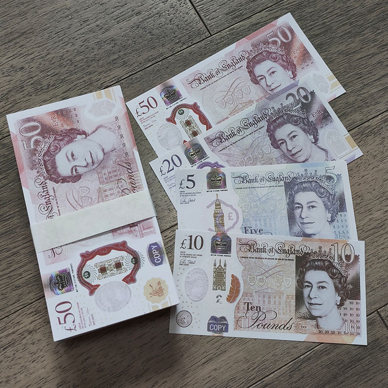 Prop Money Toys UK Pound GBP British 5 10 20 50 Pound Fake Money Notes Toy for Kids Christmas Gifts eller Video Film