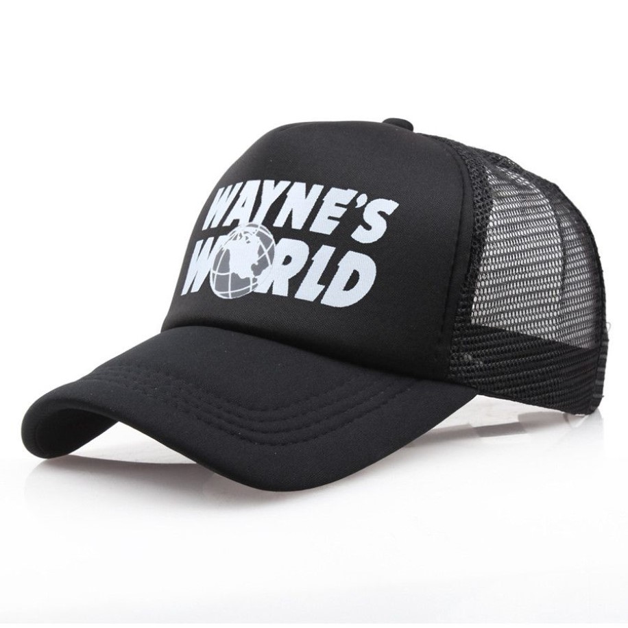 Whole Black Waynes World Baseball czapki unisex hip hop kapelusz sunhat Wayne's World Hat Costume haftowane czapki siatki ciężarówki 316L