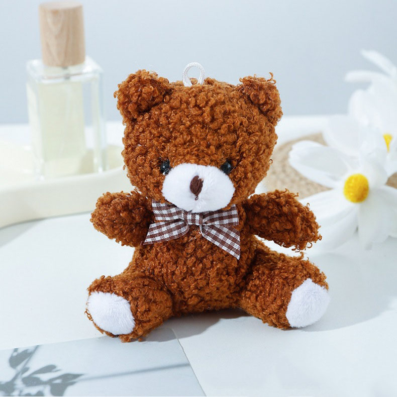 Hot Selling Cute Cartoon Mini Tie Teddy Bear Short Plush Doll Toy Bag Car Keychain Pendant Doll Wholesale