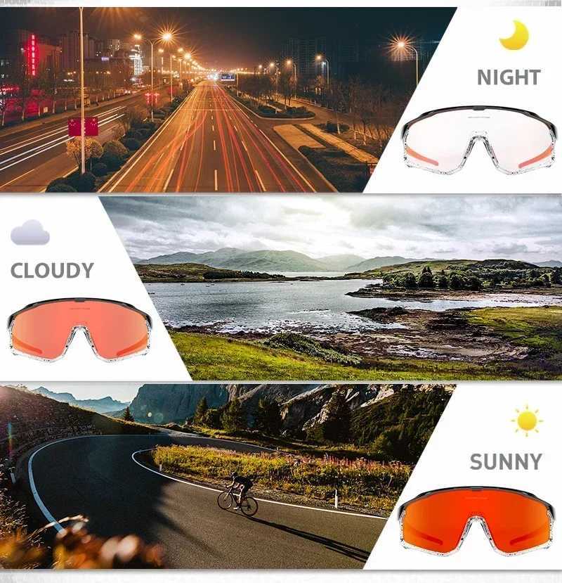 1 With Modes Photochromic Polarized Cycling Goggles 2 Lens Bike MTB Bicycle Sunglasses Sport Fishing Running Glasses ldd240313