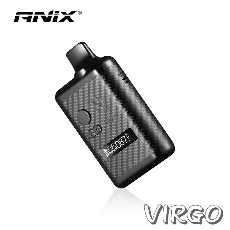 원래 Anix Virgo 드라이 허브 허브 기화기 전자 담배 키트 1300mAh 배터리 온도 제어 세라믹 챔버 드라이 허브 vape 펜 증기 장치 키트