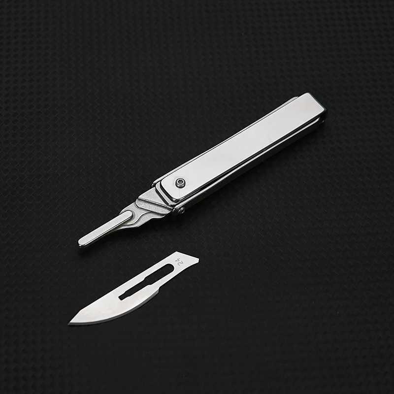 Couteaux de chasse de camping Couteau pliant en acier inoxydable Lame de remplacement No 24 Scalpel Porte-clés Gadgets Express Box Cutter Cadeau de survie pour hommes 240312