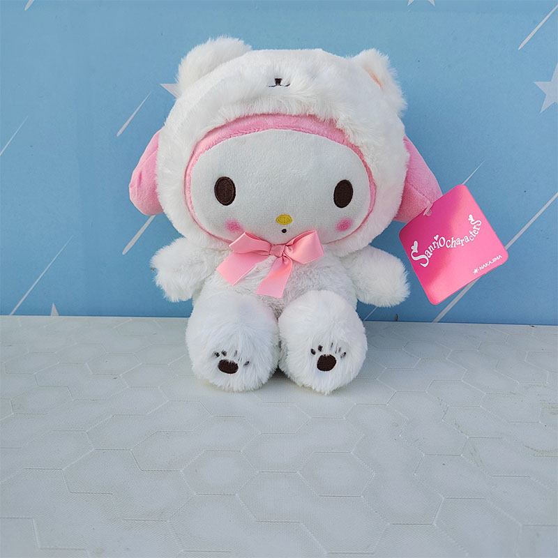 Lindo pequeño oso blanco serie Kulomi Melody pequeño perro de peluche blanco Laurel