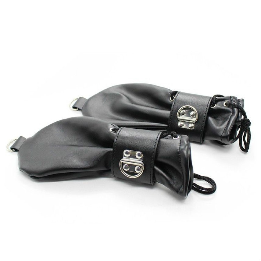 Fashion-Moft Leather Fist Mitts-handskar med lås och D-ringar Hand Restraint Mitten Pet Rollspel Fetisch Costume250p