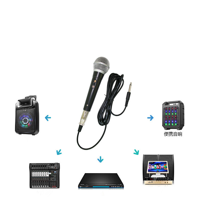 6.5 مم سلكي ميكروفون ميكروفون محترف مايك ميكروفون Mike Mike لـ Sing KTV Mixer Mixer Microphone System PA Power Amplifier مكبر صوت 3M