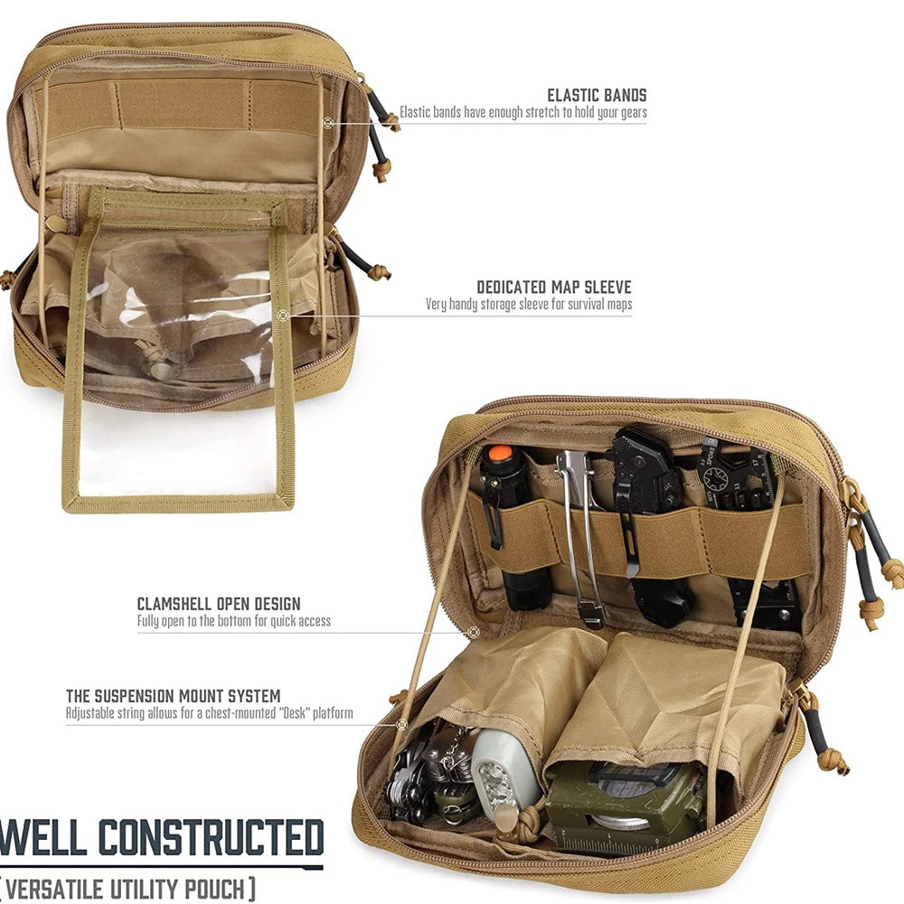 Bags Molle Pouches Tactical Admin Pouch Compact EDC Utility Gadget Gear Pouch Military Carry Accessory Belt Hanging Waist Bag