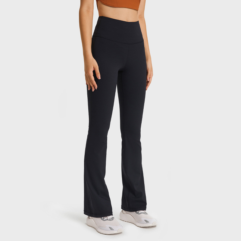 Lu Yoga Women's Eibseiszized Wide-Pantsフレアパンツハイウエストヒップリフティングカジュアルなカジュアルな100個のヌードストレッチフィットネスパンツゆるいマイクロフレアパンツ