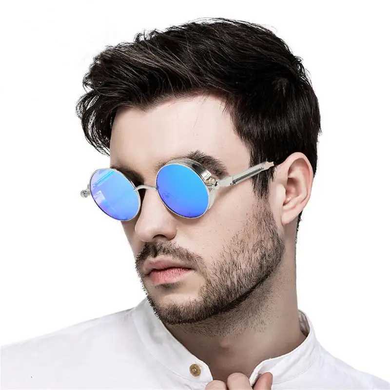 Round Metal Steampunk Men Women Fashion Glasses Brand Designer Retro Vintage Solglasögon UV400 LDD240313