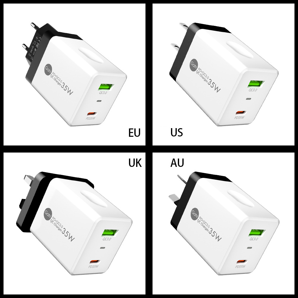 GaN – chargeur USB C PD 35W Type C, Charge ultra rapide, adaptateur mural pour téléphone portable, IPhone 15 Pro, Xiaomi 14, Samsung S23