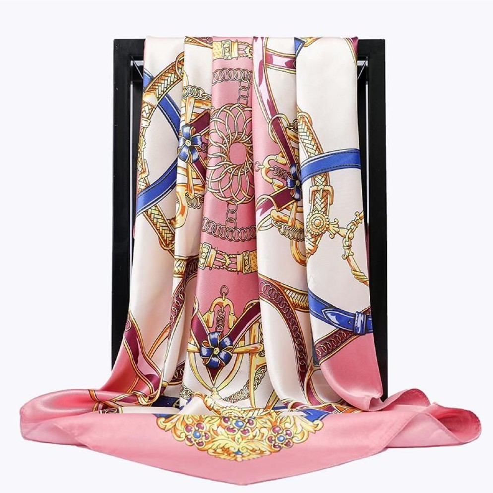 Scarves For Women Print Twil Hair Neck Square Silk Scarf Office Ladies Shawl Bandana 90X90CM Muslim Hijab Handkerchief Korean316R