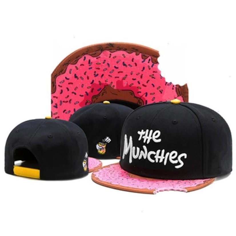 The Munchies Gorra de béisbol Snacks Pink Snapback Hombres Mujeres Adultos Hip Hop Golf Gorras al aire libre Casual Sombreros para el sol Bone269a