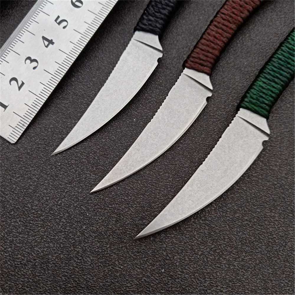 Couteaux de chasse de camping Couteau tactique lame fixe D2 lame en acier poignée corde couteaux droits extérieur portable outil de couteau universel EDC garde Kydex 240315