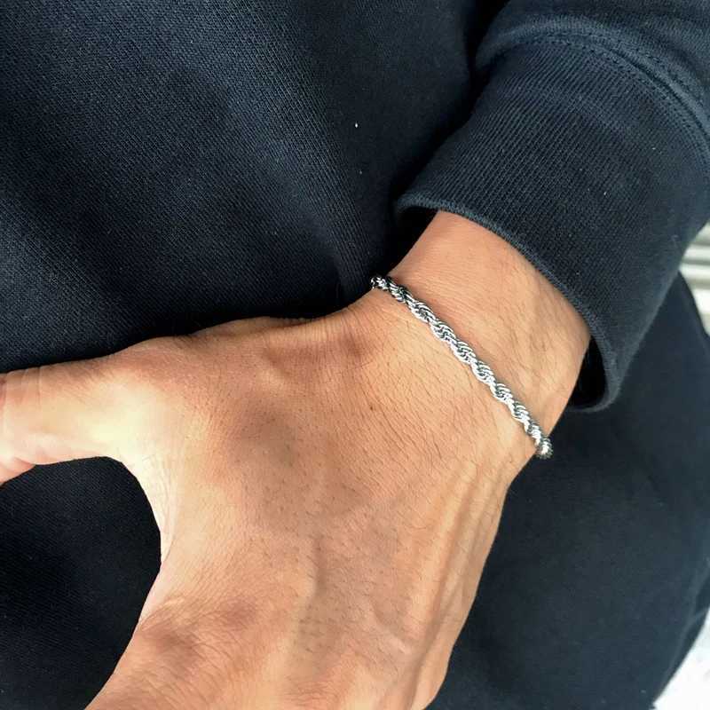 Chaîne Hip Hop Largeur de 3/4 mm Bracelet de chaîne à corde courte en acier inoxydable pour hommes pour hommes