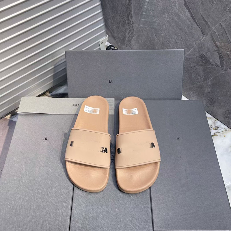 Fashion slipper sliders Paris slides sandals slippers for men women Hot Designer unisex Pool beach flip flops With box Size 35-45