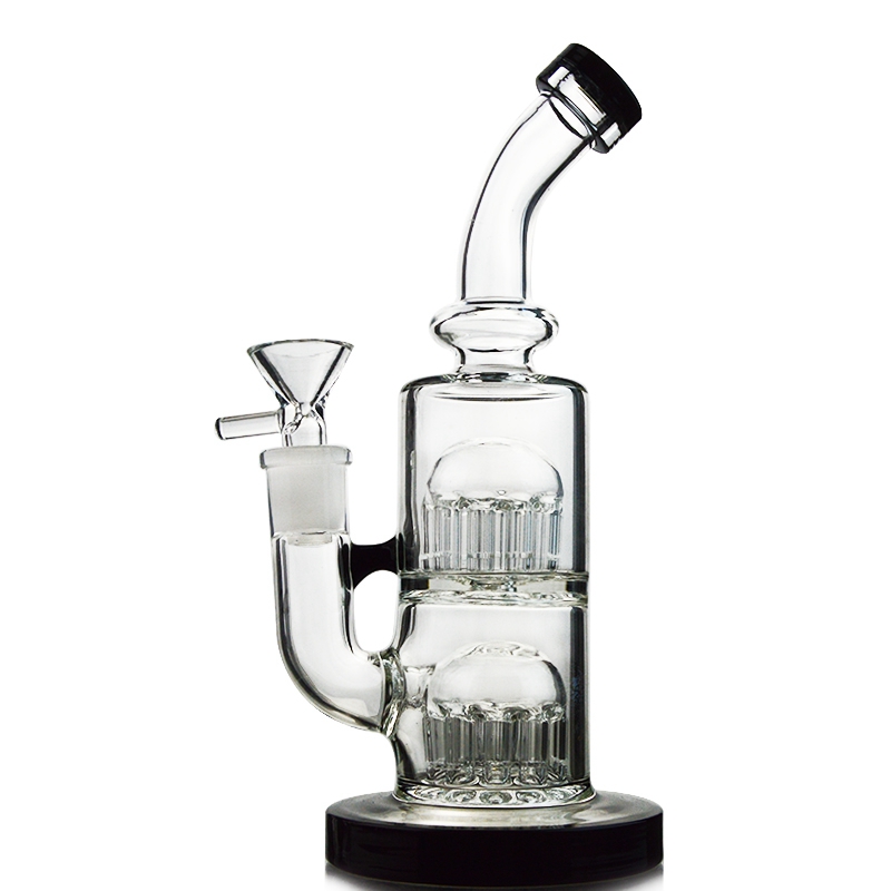 8.2Inch Mini Glass Bong 12 Arms Tree Percolator Small Dab Rigs Double Tree Percolator 14mm Female Joint YQ01