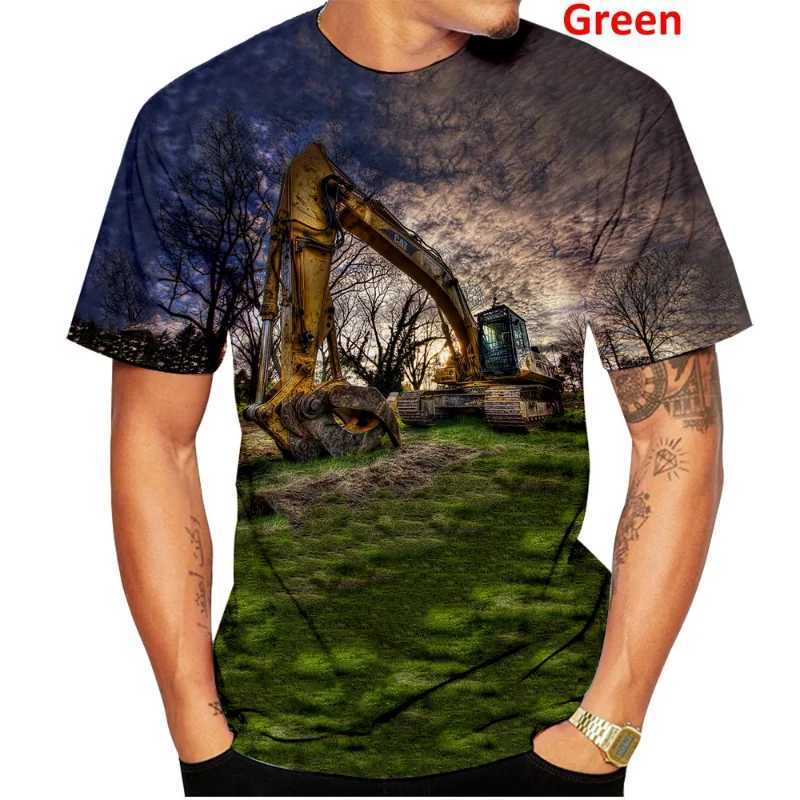 Herren T-Shirts Neues Sommer-T-Shirt Caterpillar Excavator Shirt Lustiges bedrucktes T-Shirt für Herrenbekleidung