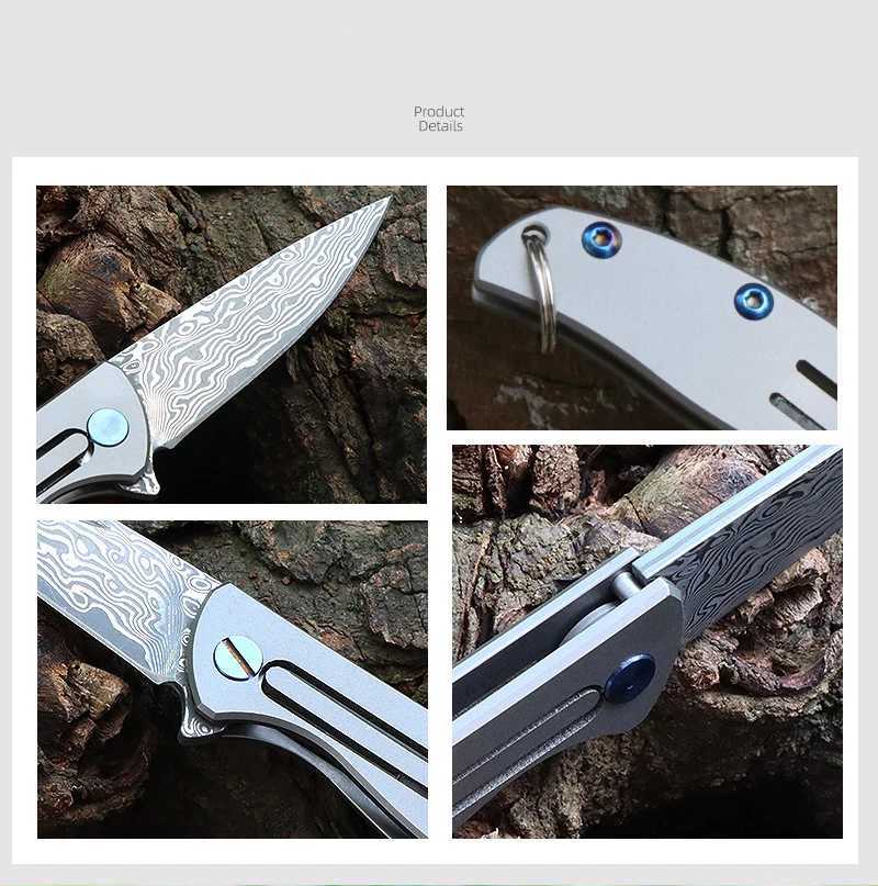 Camping Hunting Knives Mini Steel Knife Ladies Foldable Titanium Knife Handle Outdoor Survival Knives EDC Fruit Cutter Camping Tools Gift Box 240312