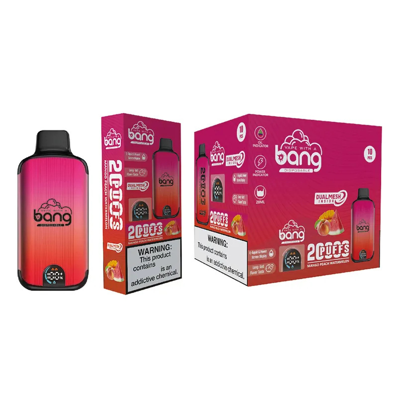 Originele Bang 20000 Rookwolken 20K Smart Screen Dual Mesh Coil Wegwerp Vapes Box Kit Bladerdeeg E-sigaretten Oplaadbare 650mAh Batterij 0% 2% 3% 5% 16 Smaken Vaper