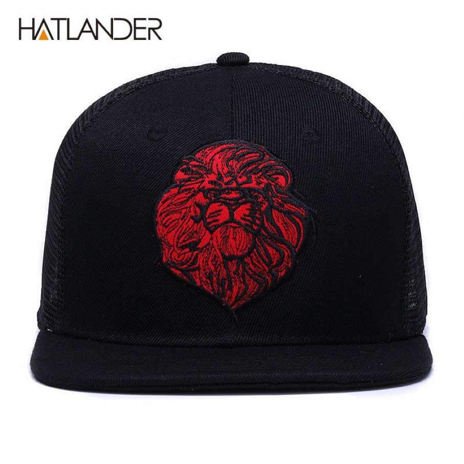 HATLANDEROriginal casquettes de baseball noires pour garçons filles été chapeaux de soleil broderie lion maille snapbacks hip hop os chapeau de camionneur 201267Y