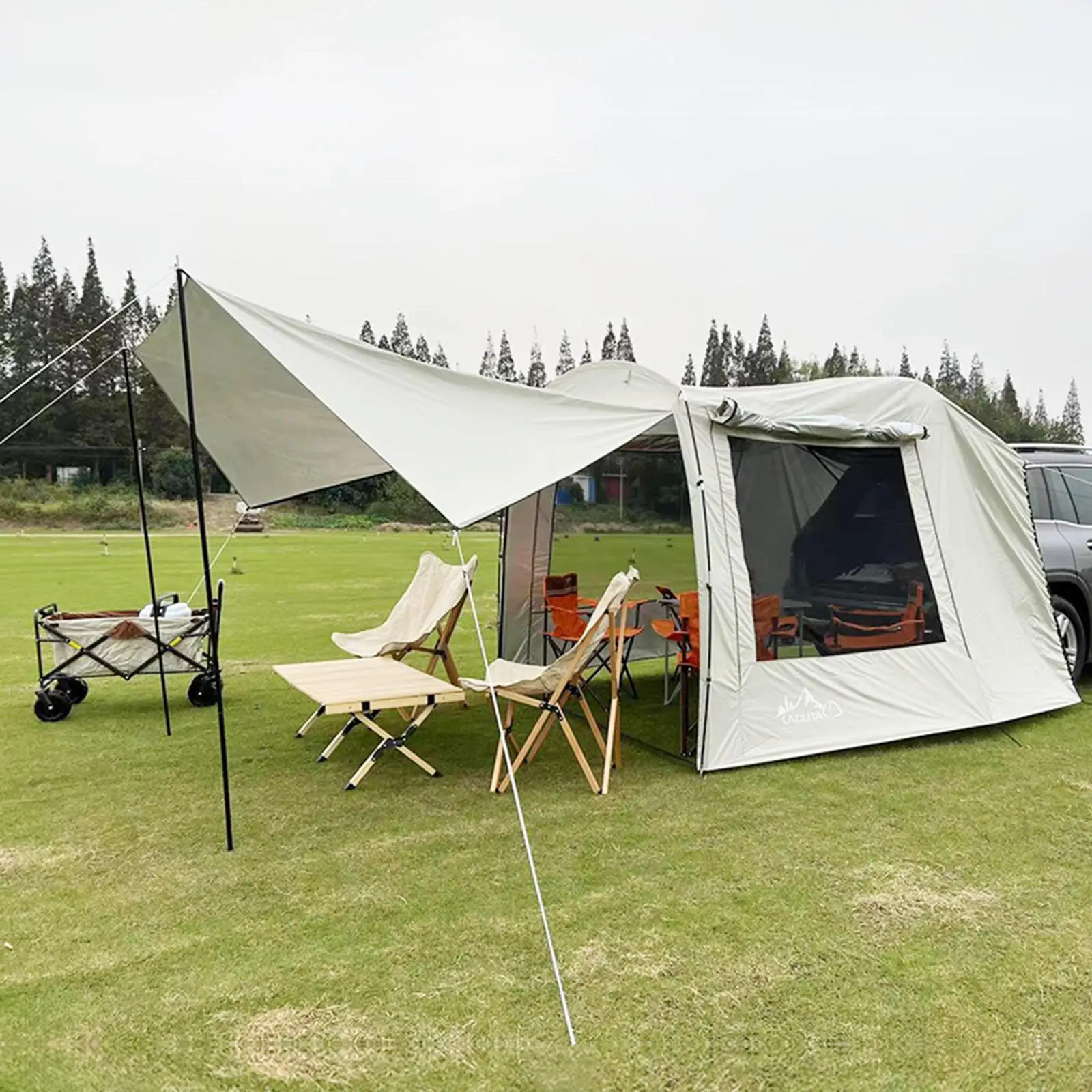 Abris Extension de tente arrière de voiture tente de remorque étanche abri de Camping auvent tente de coffre de voiture pour visite en plein air Barbecue pique-nique