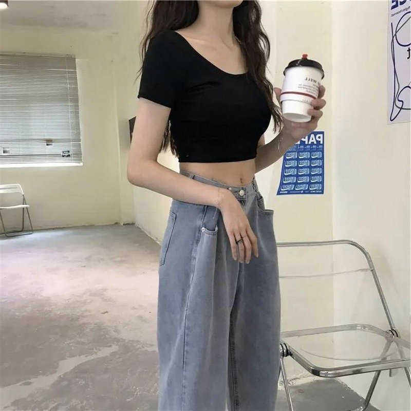 Versione coreana della nuova t-shirt a maniche corte famosa su Internet le donne Xia Instagram top super hot scavato slim fit con ombelico corto a vista