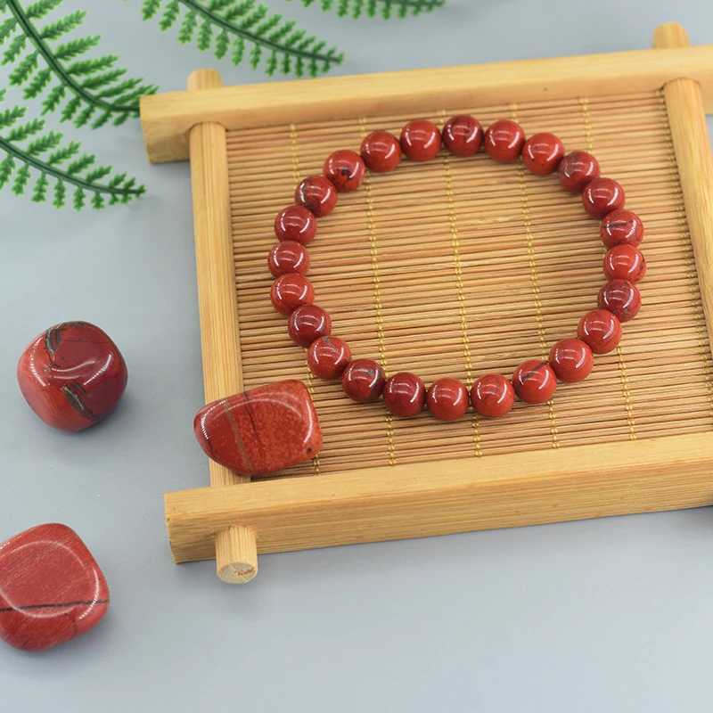 Bangle Natural Stone Genuine 5A Red Jasper Prayer Bead Bracelet Women Men Rosary Meditation Bracelets Yoga Meditation Jewelry WholesaleL2403