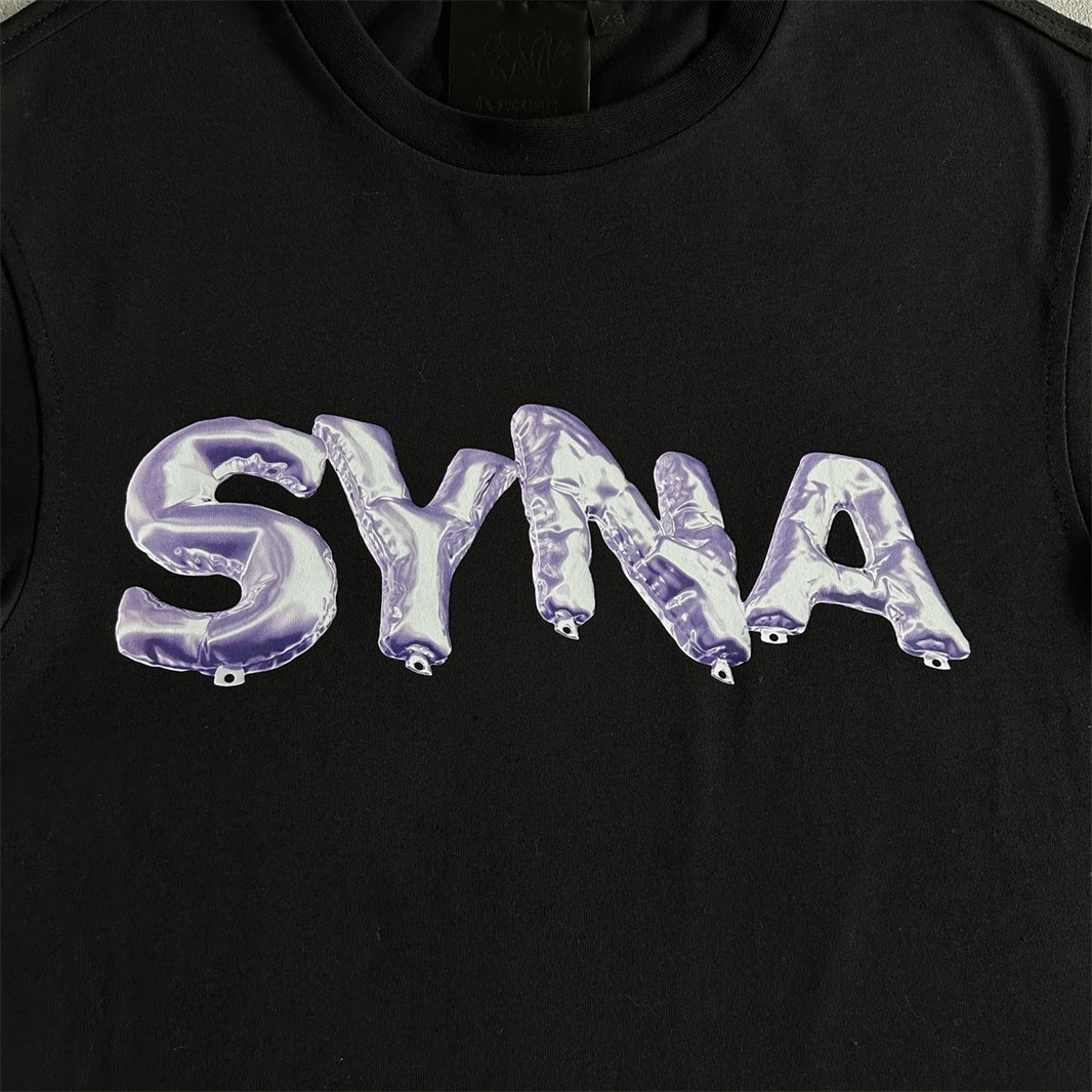 SYNA World T-shirt American Street Casual Hip-Hop kortärmade toppar för män och kvinnor med Crystal Print T-shirt